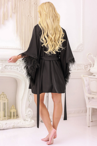 Moon Podomka Kalimo - satén s peřím, krátký a elegantní, černý