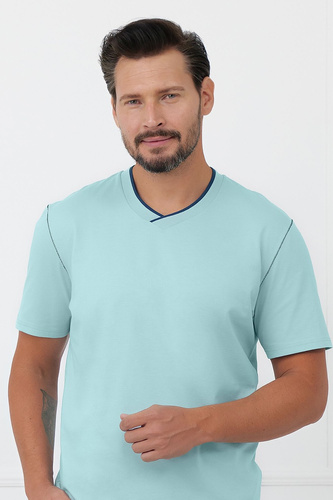 Pánská bavlněná pyžama Devon Italian Fashion dlouhé kalhoty tyrkysová