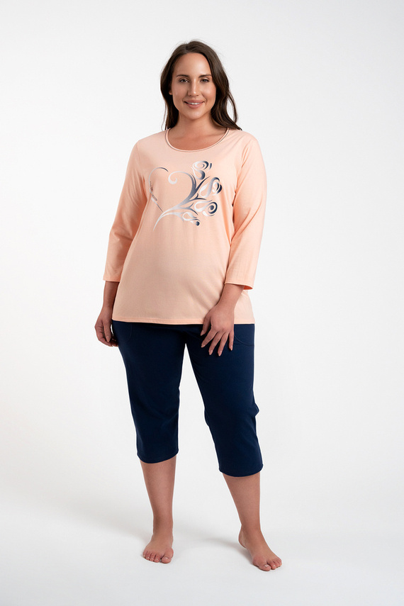 Arietta Dámské pyžamo 3/4 rukávy a 3/4 kalhoty Italian Fashion - lososová barva