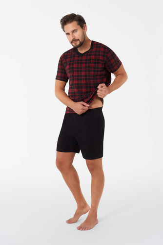 Elijah Pánské pyžamo s krátkým rukávem a šortky Italian Fashion - potisk/černá barva