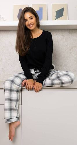 Blanche Dámské flanelové pyžamo Sensis - černé