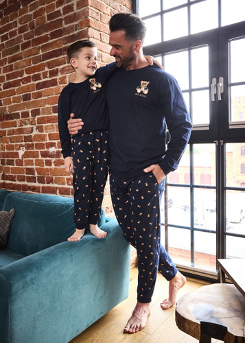 939/300 Big Boss Cornette - pánské pyžamo tmavě modré, bavlna, s potiskem