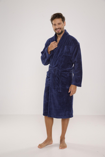 811 De Lafense pánský plyšový župan - džínový