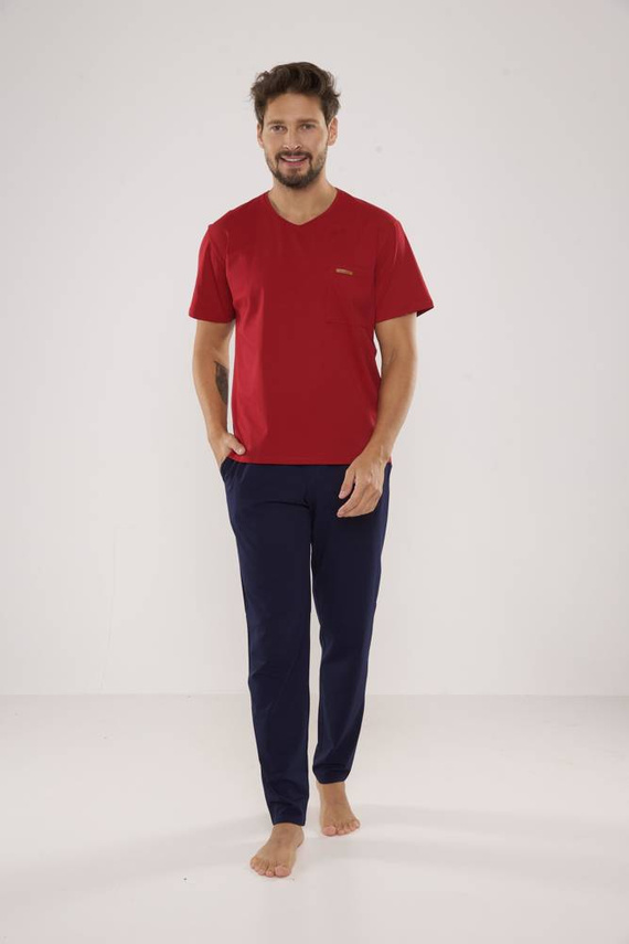 624 Kevin Forex Pánské pyžamo - bordó - tmavě modré