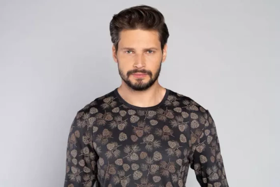 Pinus Pánské pyžamo s dlouhým rukávem, dlouhé kalhoty Italian Fashion- print/graphite