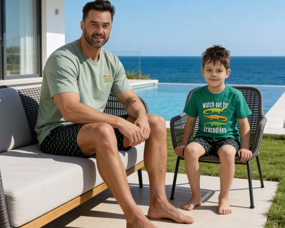 326/202 Pánské pyžamo Cornette Crocodiles 2 - bavlna | krátký rukáv + šortky | pohodlný spánek | módní potisk