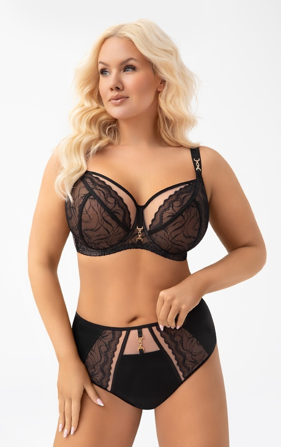 Podprsenky Gorsenia Latika K 975 černá - měkká, krajková, s kosticí, velké poprsí