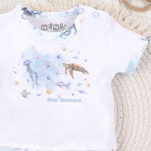 ABN-5453 Sea Of Joy Nini baby Rampers bílé - organická bavlna, pohodlné patentky