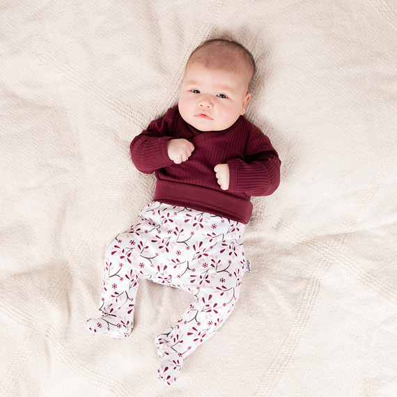 217096 Bavlněné body Alisa Nicol Ribbed - dlouhý rukáv, vínové