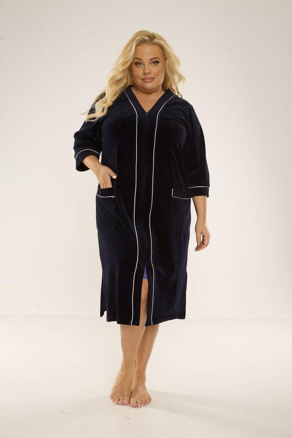 974 / 352 Dámský župan z veluru Forex - tmavě modrý