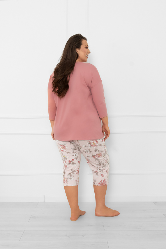 Dámské pyžamo Akita - bavlna, 3/4 rukávy a 3/4 kalhoty, květinový vzor Italian Fashion