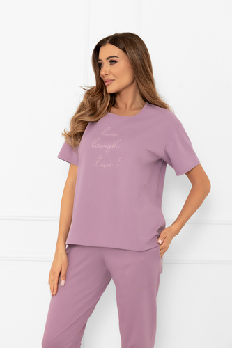 Dámské pyžamo Ksara - krátký rukáv, 3/4 kalhoty, bavlna Italian Fashion - heather