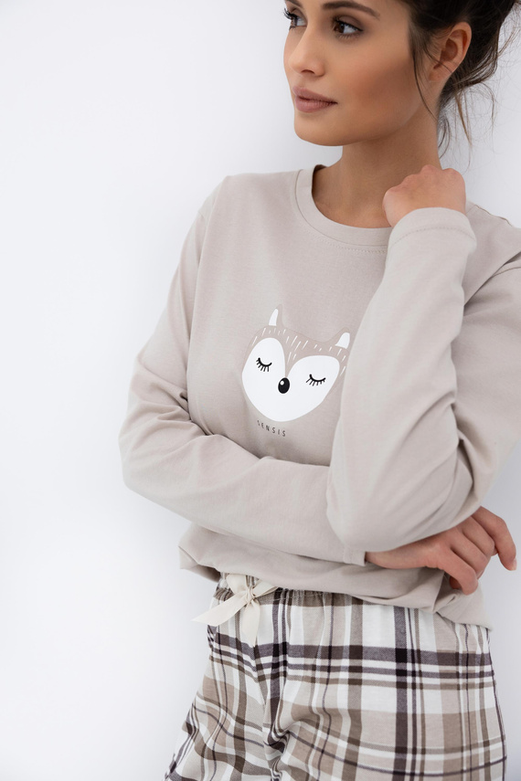 Dámské pyžamo Tinsley Sensis - bavlněné, dlouhé, kostkované