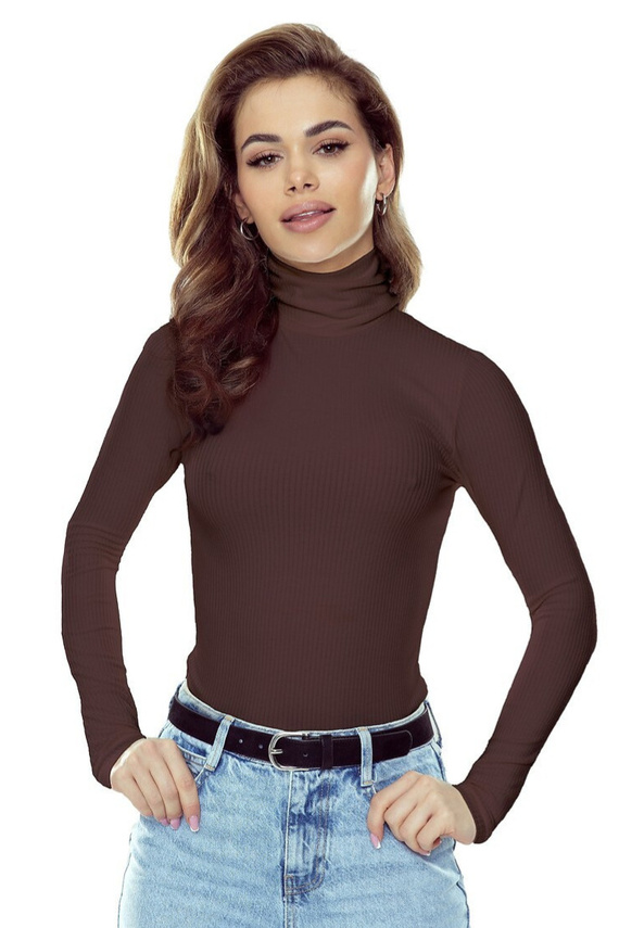 Matylda Dámská halenka Eldar chocolate- Ribbed Viscose Premium | Golf | Dlouhý rukáv | Ideální pro každodenní a elegantní styling