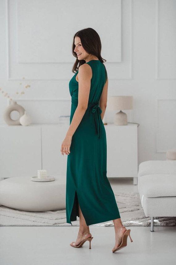 Loop maxi sukienka ciążowa i do karmienia Milk&Love butelkowa zieleń