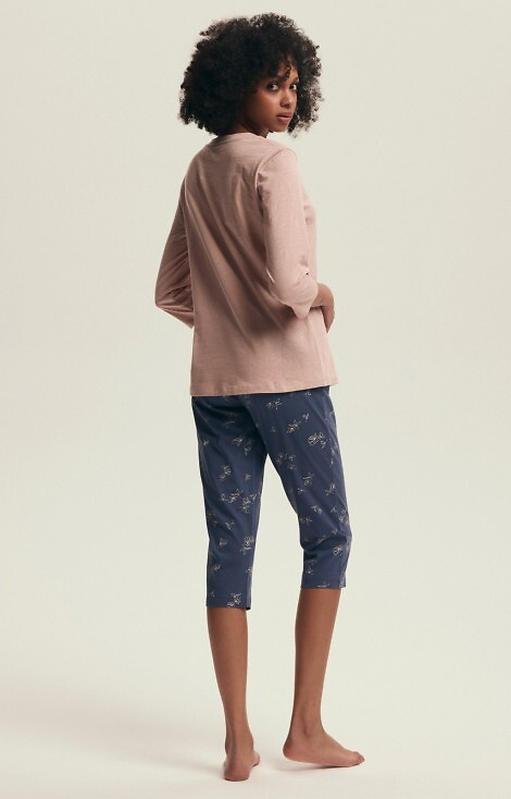 43699 Delanie Dámské růžové pyžamo Henderson - bavlna, 3/4 rukávy a síťovina