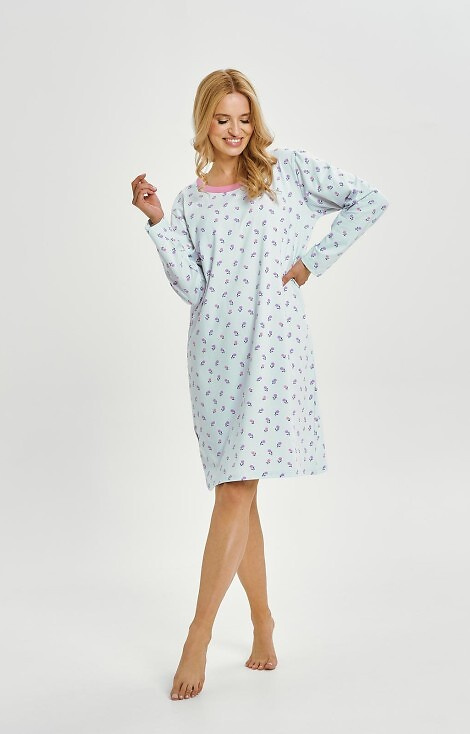 3447 Yolanda Dámské tričko Taro - bavlna s elastanem, květinový potisk, dlouhý rukáv