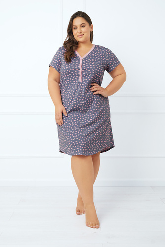 Noční košile a kojící šaty Tiana, krátký rukáv Italská móda - potisk