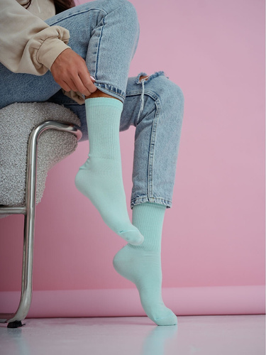 Dámské bavlněné ponožky Milena 1313-002– pohodlné žebrované green