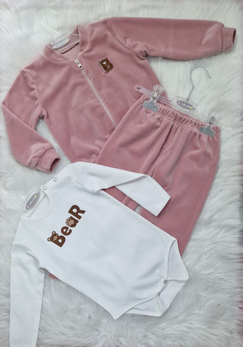 Dětská tepláková souprava Bear velour Bambarillo pink | Soft set