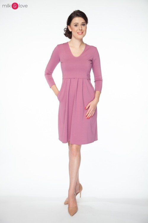 Sukienka ciążowa i do karmienia Carry rękaw 7/8 Milk&Love karminowa czerwień