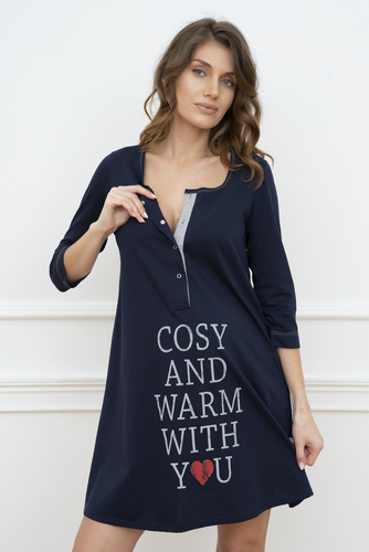 Těhotenská a kojící košile Balm. 3/4 rukáv Italia Fashion - tmavě modrá