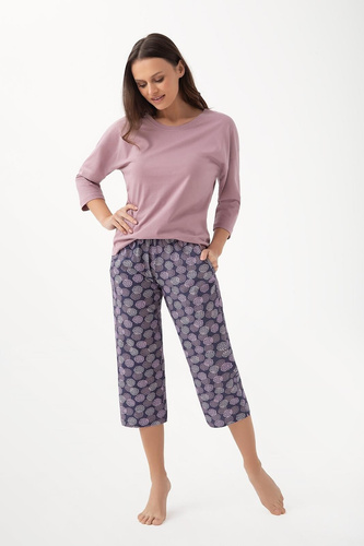344 Dámské pyžamo Luna cocoa - bavlna, 3/4 rukáv, pohodlné a prodyšné