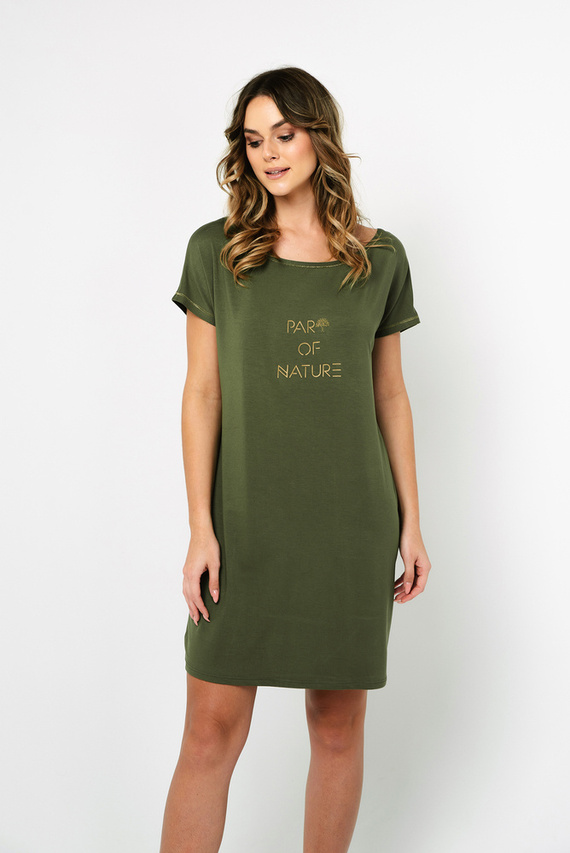 Natura Dámská noční košile s krátkým rukávem Italian Fashion - khaki barva