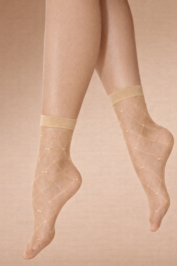 Dámské ponožky Knittex Hold 20 den – ponožky s geometrickým vzorem naturel