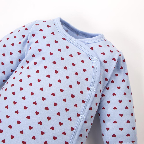 Dětské body Love Eevi modré se srdíčky 100% bavlna, celopropínací