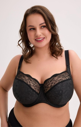 BSM 1320 Willow Gaia soft bra black - velké poprsí, s kosticemi, krajka, široká ramínka