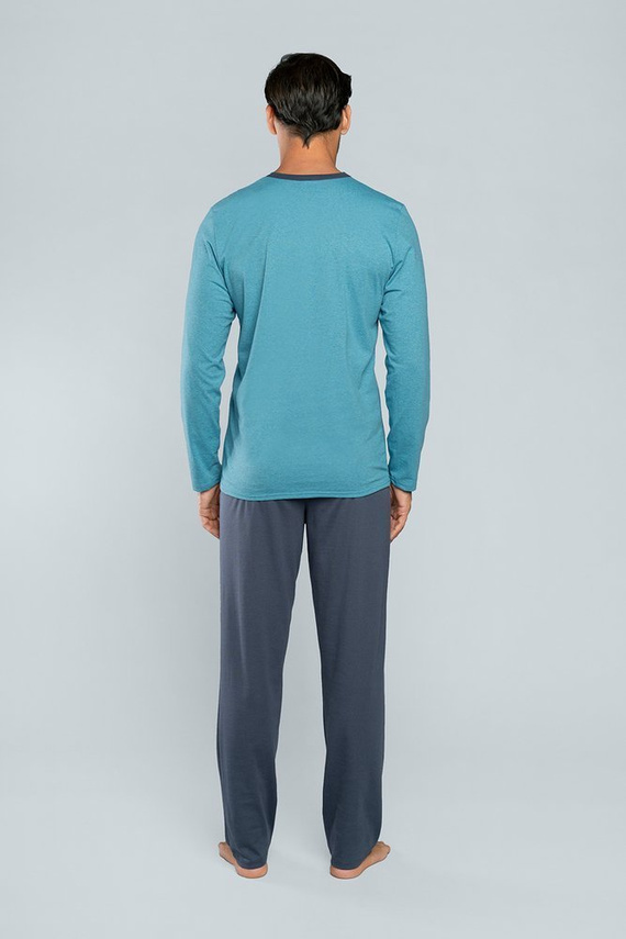 Lion Pánské pyžamo s dlouhým rukávem, kalhoty Italian Fashion - červená/grafitová