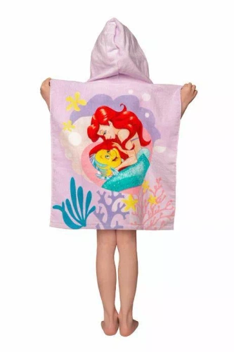 Dětské pončo Ariel Mermaid růžová Disney ručník s kapucí Jf24 Na bazén, pláž, do vany Jerry Fabrics
