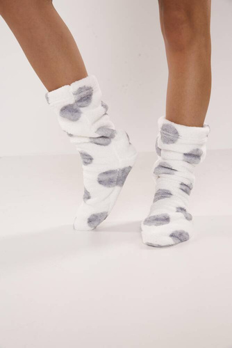553/554 Wellsoft Smooth ponožky na spaní De Lafense - ecru velké kruhy
