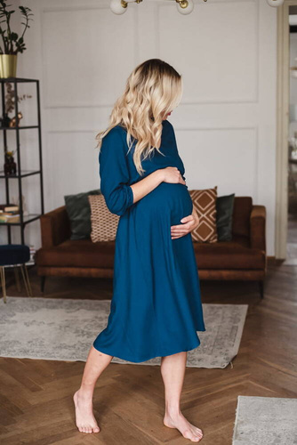 Lovely Dress Midi rękaw 3/4 sukienka ciążowa i do karmienia Milk&Love poseidon
