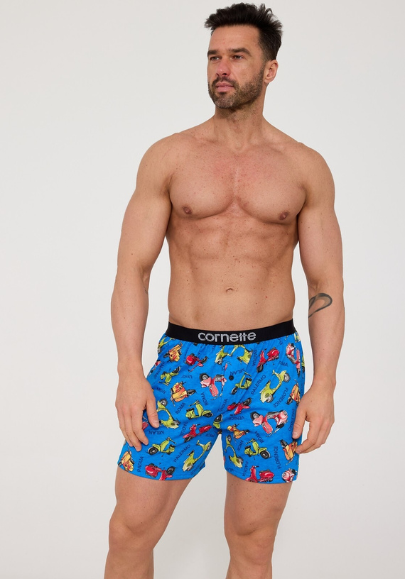 Cornette 881/03 Classic Pánské boxerky 100% Bavlna Modré s potiskem Vespa