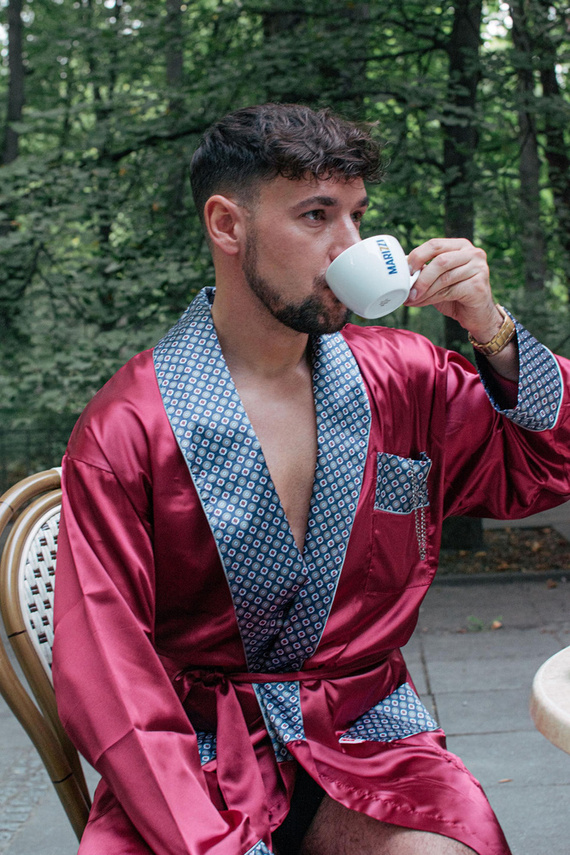 940 Forex pánský saténový župan - bordó