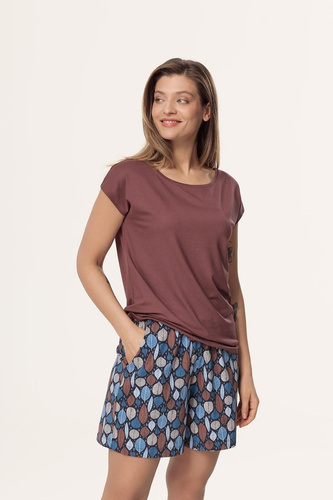 Dámské pyžamo Matilda PI71 Mefemi by Nipplex hnědá - viskóza, bavlna šortky