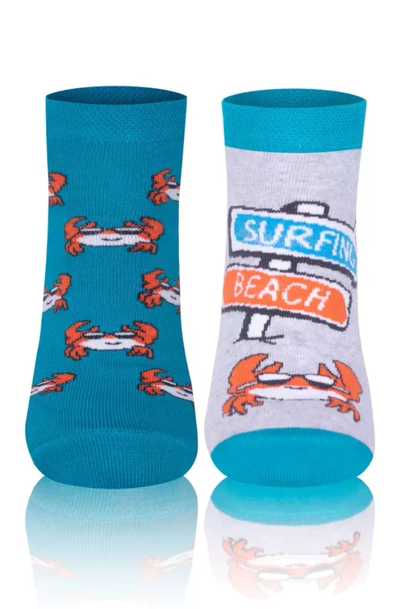S138S Krab Socks ponožky italská móda - tyrkysová/oranžová/světlý melír