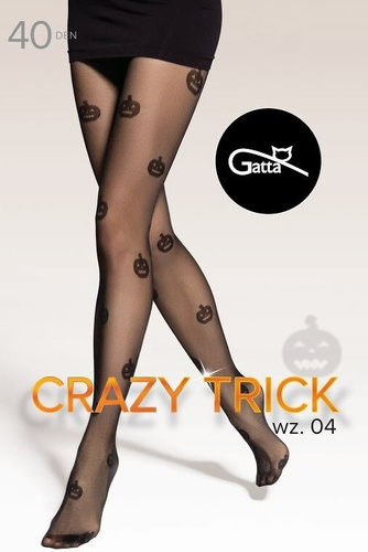 Punčochy Crazy Trick wz.04 40 den Gatta černá- Halloween, dýně, elastický pásek