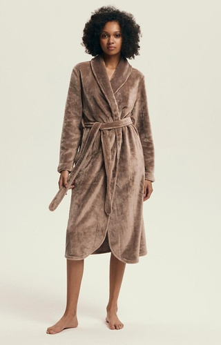 43595 Dextra Dámský župan Henderson coffee - měkký, vázaný, nad kolena