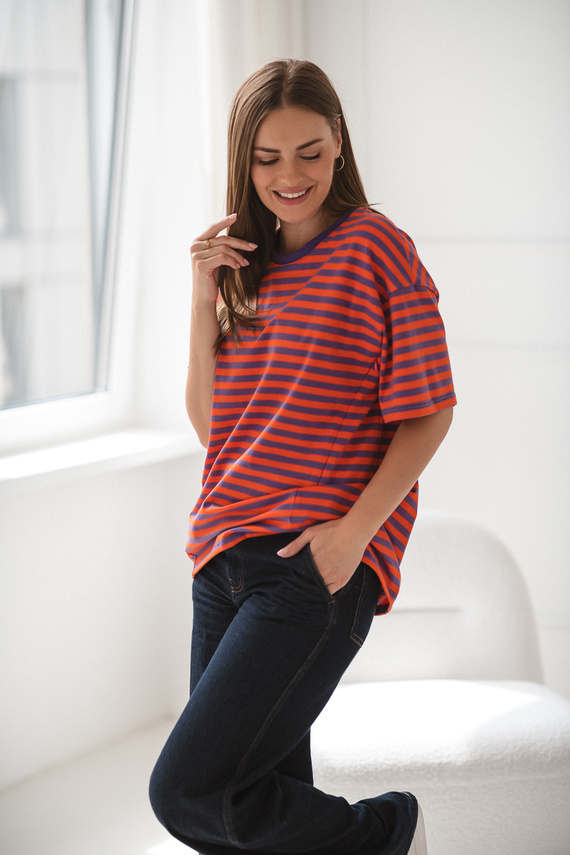 Mamahood Těhotenské a kojící tričko Milk&Love fialové a oranžové - pohodlné a stylové