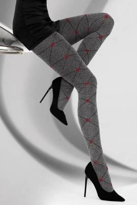 Lirana 40 den Melange/červené punčocháče LivCo Corsetti