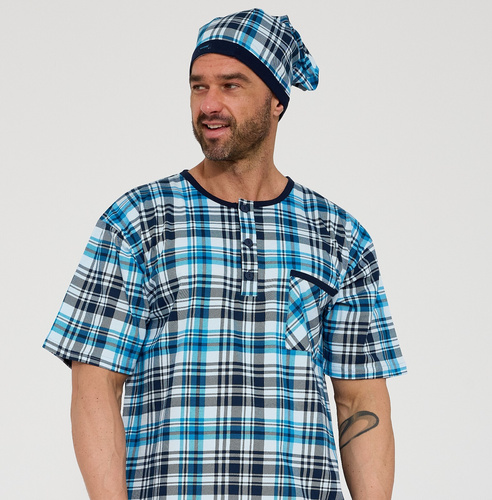 Cornette 109/38– pánská noční košile z 100% bavlny, krátký rukáv, knoflíky a kapsa