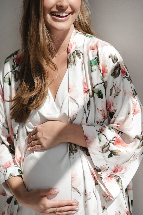 Měsíční noční košile pro těhotné a kojící Milk&Love - krémová viskóza, oversize | Polská kvalita