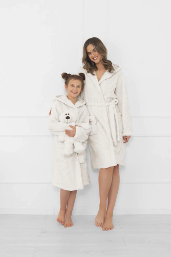 Dětský župan Teddy Italian Fashion ecru - v barvě medvídků, teplý, s kapucí