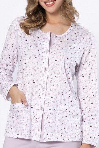 Leveza Danuta dámské pyžamo 1637 lila - bavlna, dlouhý rukáv, zapínání na knoflíky