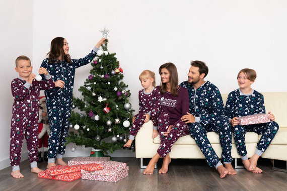 Ava Dámské pyžamo s dlouhým rukávem a kalhoty Italian Fashion - tmavě modrý potisk