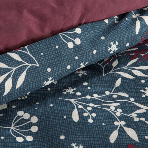 Kristy Vánoční povlečení Eurofirany navy blue/bordeaux - ranforce bavlna, oboustranné