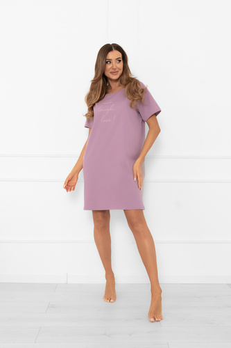 Dámská noční košile Ksara - krátký rukáv, bavlna Italian Fashion - heather